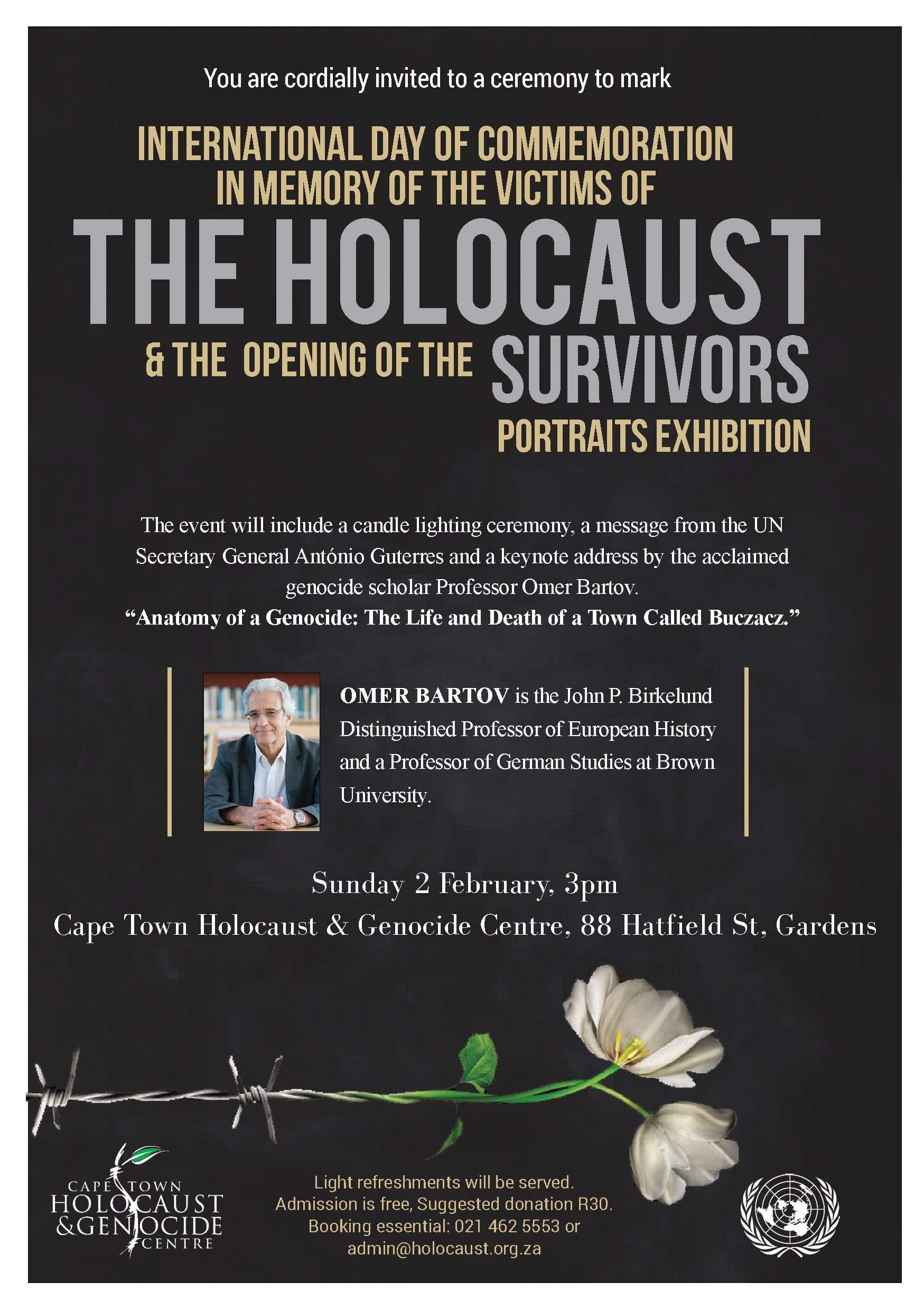 Holocaust Memorial Day and the Survivors potraits exhibition opening CTHGC